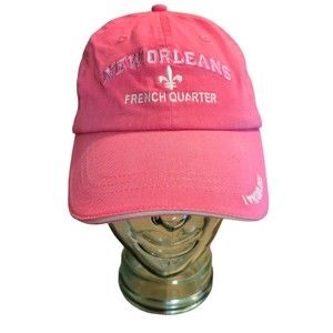 New Orleans French Quarter I Heart N'AWLINS Pink Hook And Loop Baseball Hat Cap